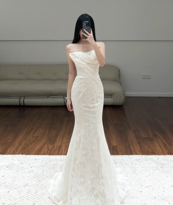 Mermaid Lace Wedding Dress White Elegant Wedding Gowns