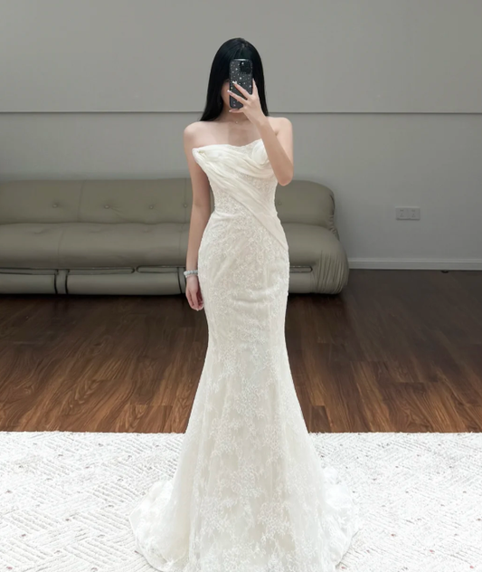 Mermaid Lace Wedding Dress White Elegant Wedding Gowns