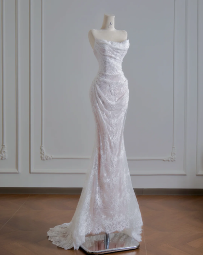 Mermaid Lace Wedding Dress White Wedding Gowns Birthday Outfit