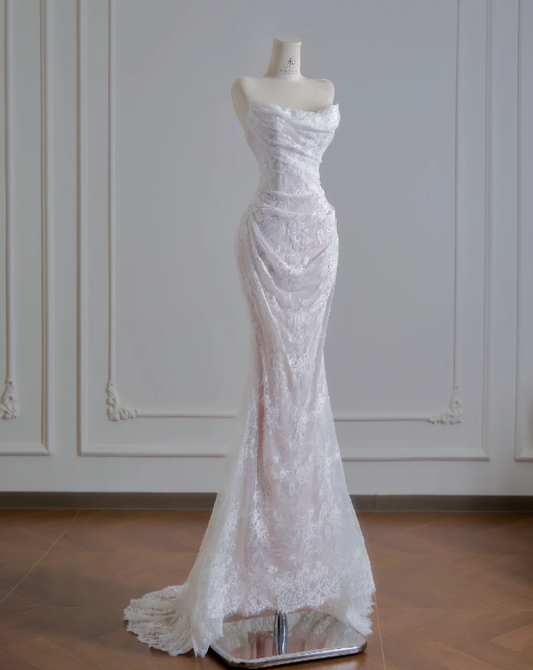 Mermaid Lace Wedding Dress White Wedding Gowns Birthday Outfit