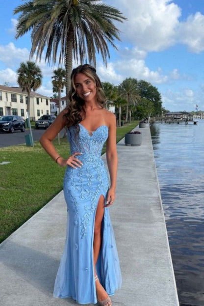 Mermaid Sweetheart Yellow Lace Prom Dress with Beading