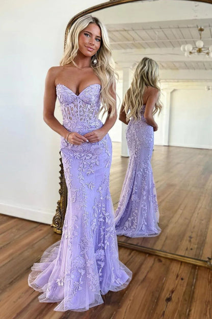 Mermaid Sweetheart Yellow Lace Prom Dress with Beading