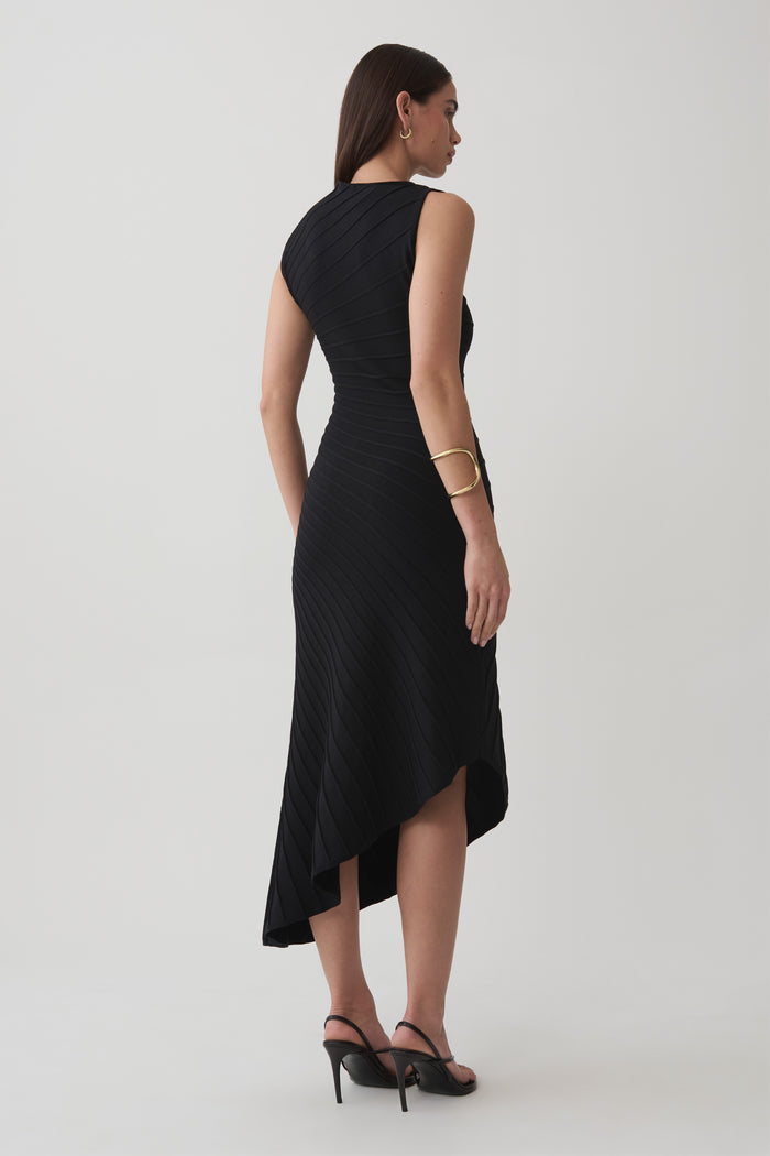 Milasandra Pleated Knit Dress - Black