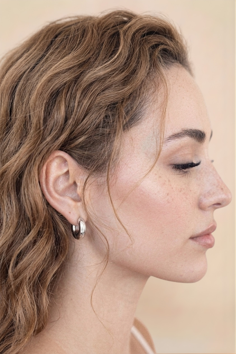 Mini Thick Classic Hoops - Rhodium