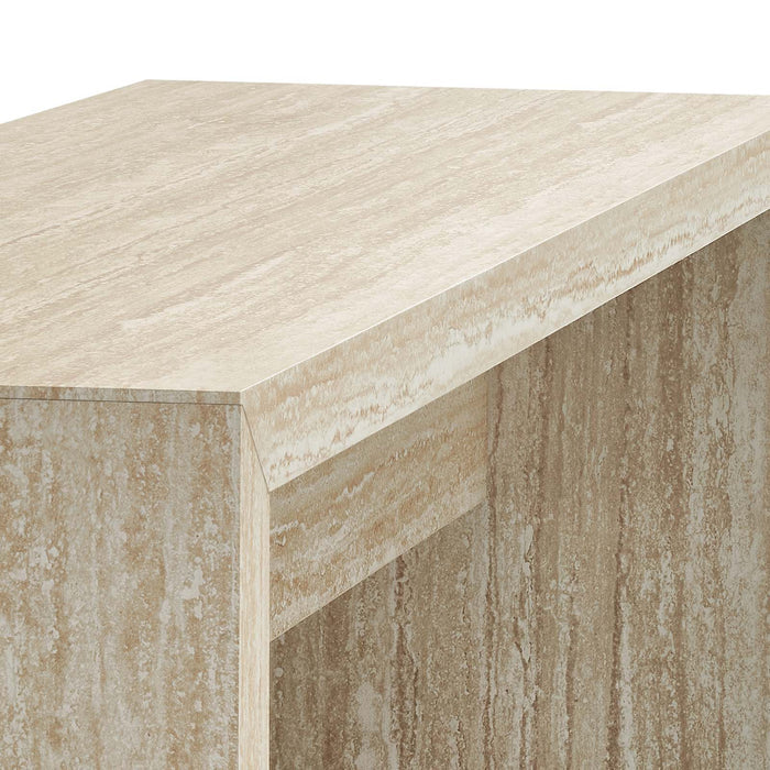MIRELLA 53.5” FAUX TRAVERTINE BENCH | LIVING ROOM