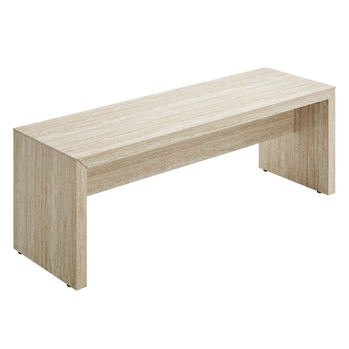 MIRELLA 53.5” FAUX TRAVERTINE BENCH | LIVING ROOM