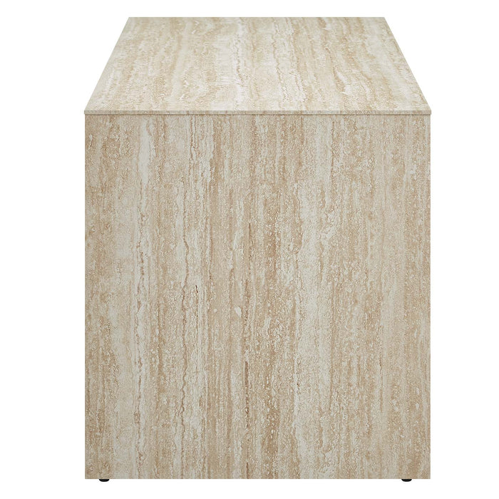 MIRELLA 53.5” FAUX TRAVERTINE BENCH | LIVING ROOM