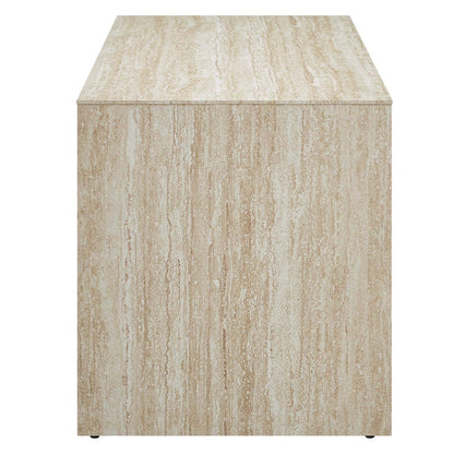 MIRELLA 53.5” FAUX TRAVERTINE BENCH | LIVING ROOM