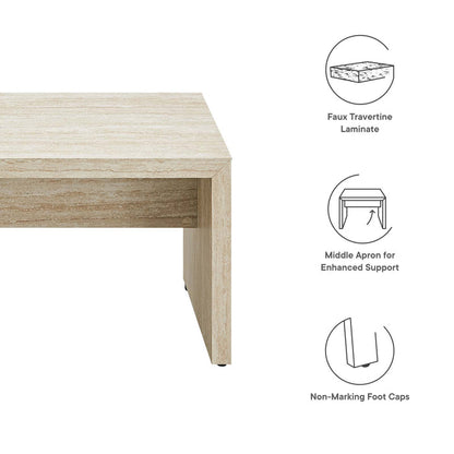 MIRELLA 53.5” FAUX TRAVERTINE BENCH | LIVING ROOM