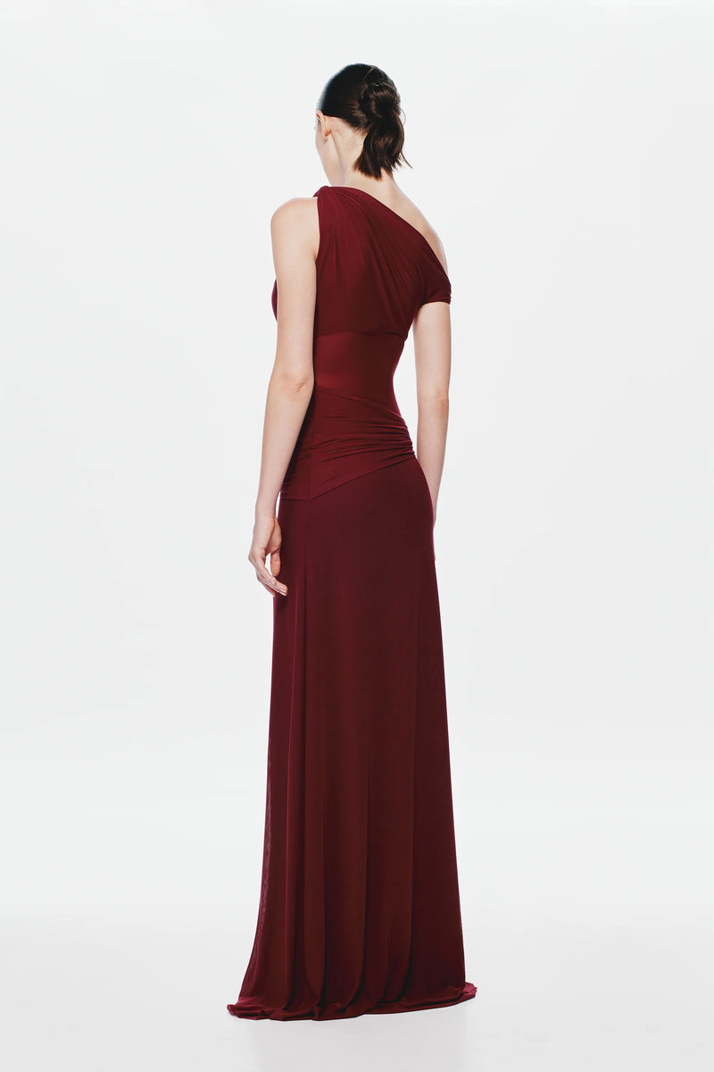Misha Sisal Mesh Maxi Dress - Port