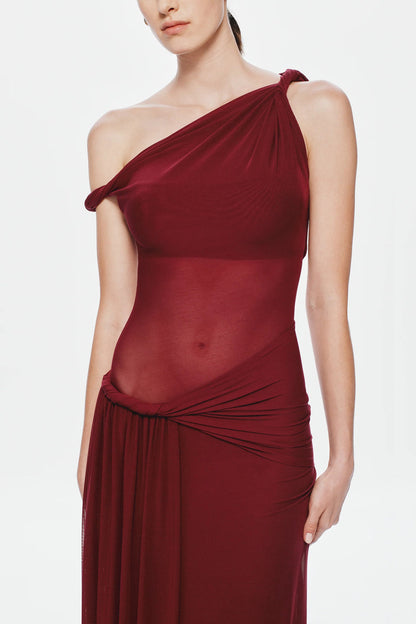 Misha Sisal Mesh Maxi Dress - Port