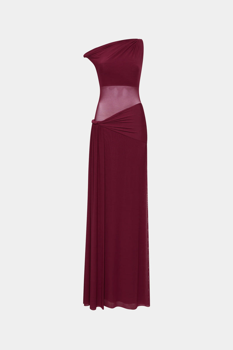 Misha Sisal Mesh Maxi Dress - Port
