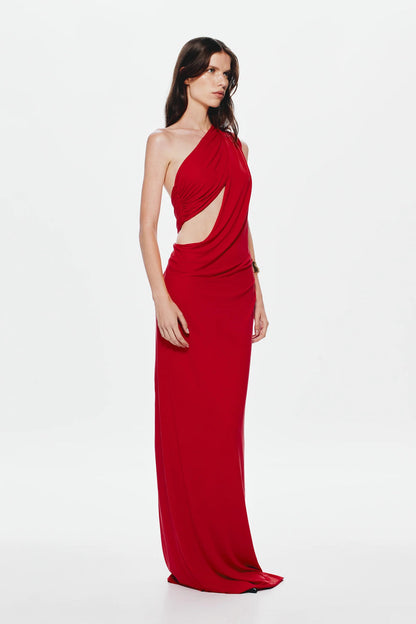 Misha Solstice Cupro Maxi Dress - Cherry
