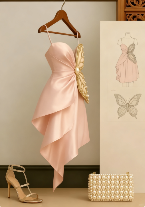 Modest Pink Sheath Formal Dress Spaghetti Strap Party Dress Birthday Dress Satin Short Homecoming Dresses