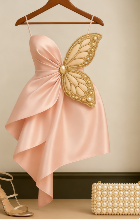 Modest Pink Sheath Formal Dress Spaghetti Strap Party Dress Birthday Dress Satin Short Homecoming Dresses