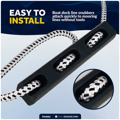 Mooring Snubber for Dock Lines, Fits 1/2" - 9/16" Rope, Rubber - FO4892 - Five Oceans