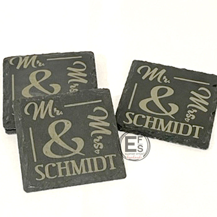 Custom engraved anniversary coaster set for couples celebrating love