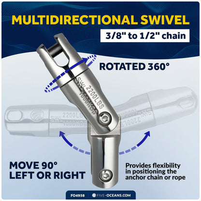 Multidirectional Anchor Swivel for 3/8" - 1/2" Chain, AISI316 Stainless Steel - FO4958 - Five Oceans
