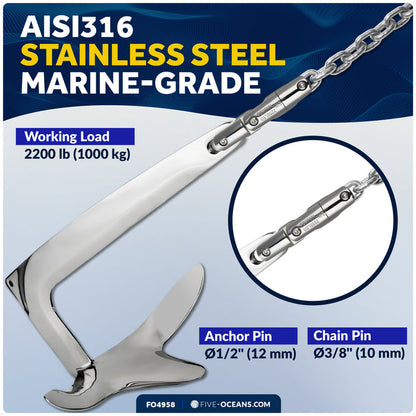 Multidirectional Anchor Swivel for 3/8" - 1/2" Chain, AISI316 Stainless Steel - FO4958 - Five Oceans