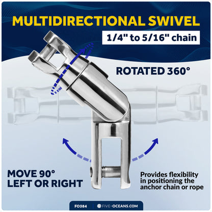 Multidirectional Boat Anchor Swivel for 1/4" to 5/16" Chain, Stainless Steel – FO384
