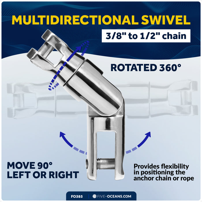 Multidirectional Boat Anchor Swivel for 3/8" to 1/2" Chain, Stainless Steel – FO385