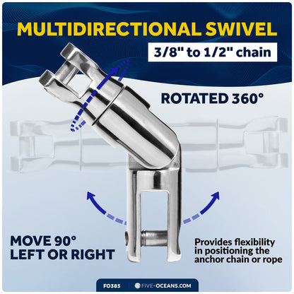 Multidirectional Boat Anchor Swivel for 3/8" to 1/2" Chain, Stainless Steel – FO385