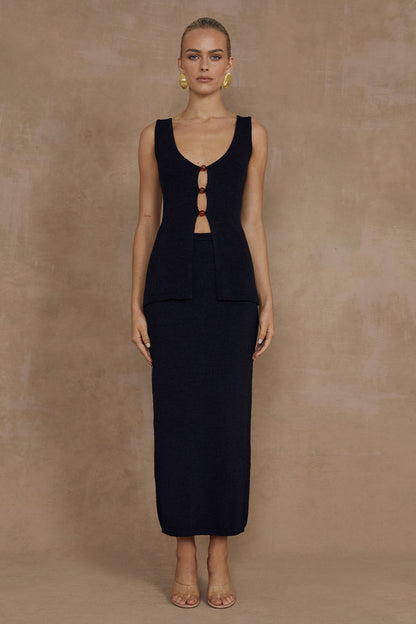 Nadine Midi Skirt - Black - SHOPJAUS - JAUS