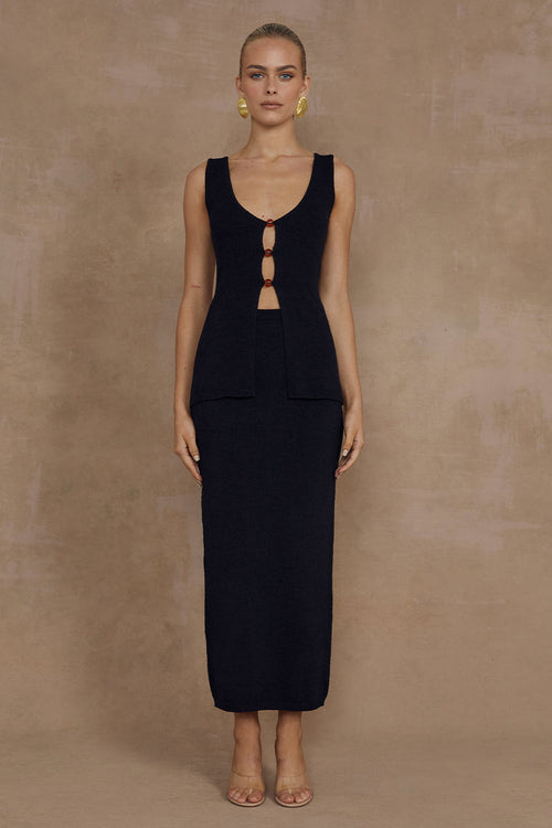 Nadine Midi Skirt - Black - SHOPJAUS - JAUS