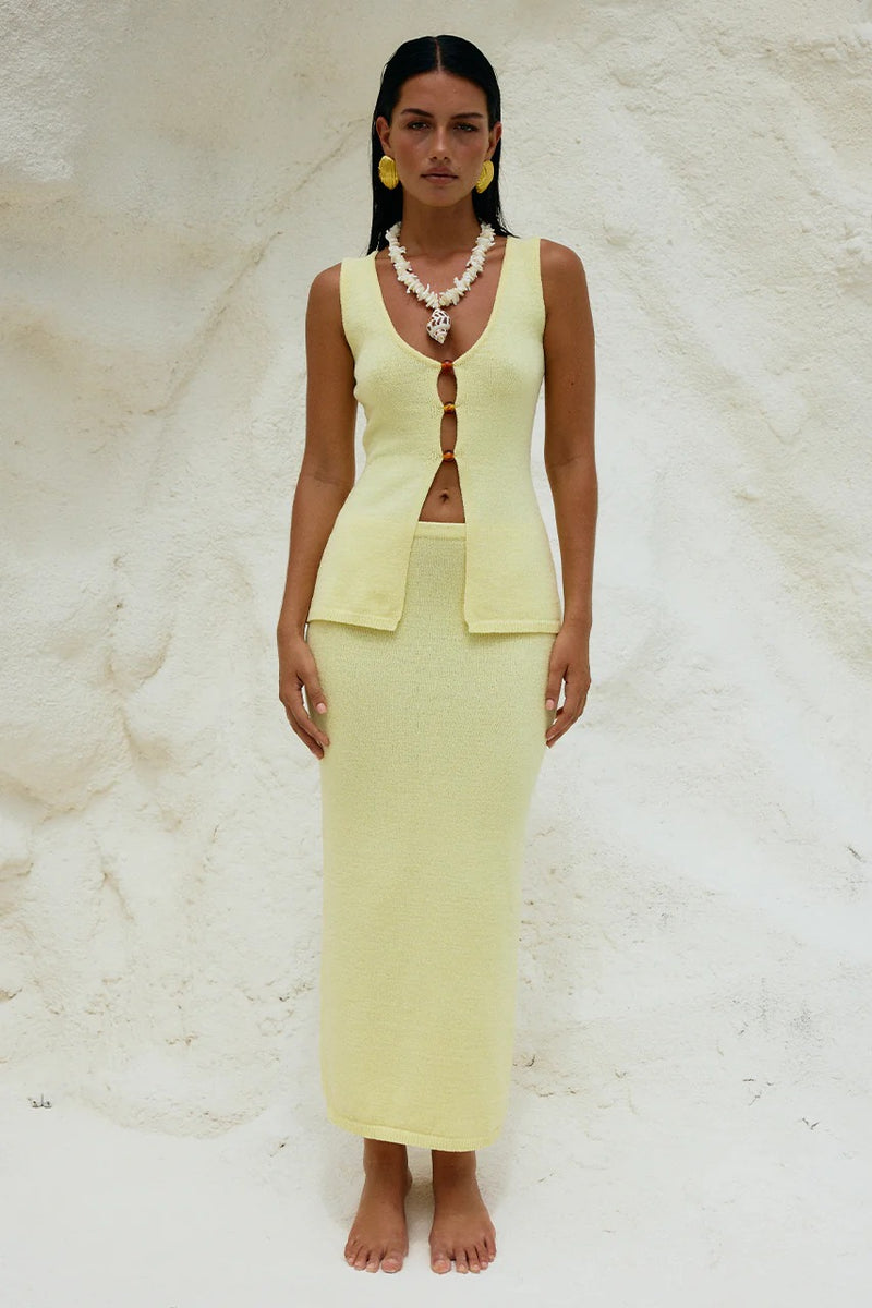 Nadine Midi Skirt - Lemon - SHOPJAUS - JAUS