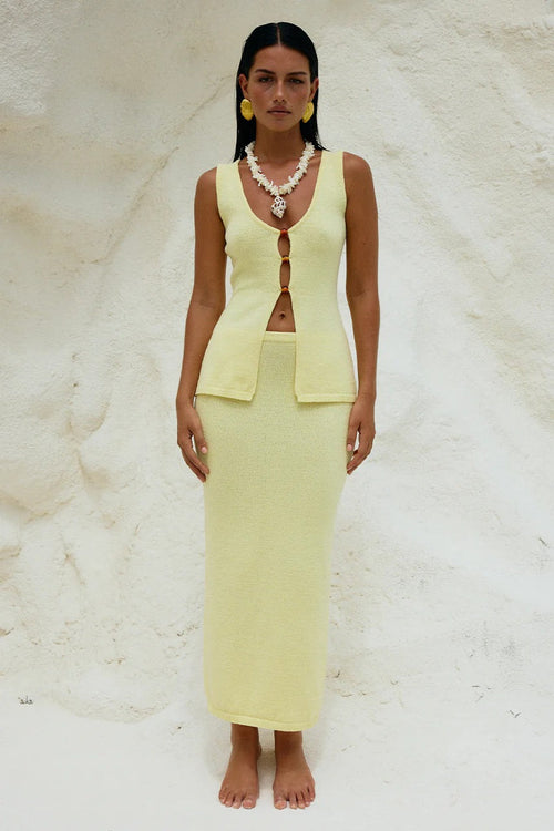 Nadine Midi Skirt - Lemon - SHOPJAUS - JAUS