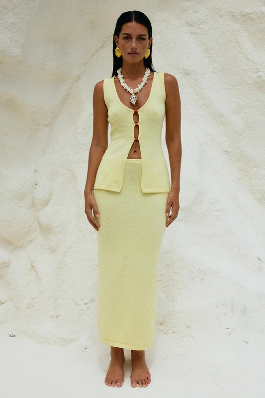Nadine Midi Skirt - Lemon - SHOPJAUS - JAUS