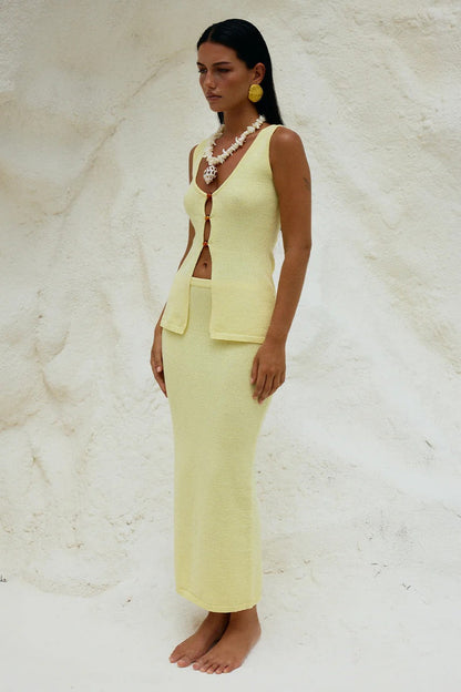 Nadine Midi Skirt - Lemon - SHOPJAUS - JAUS