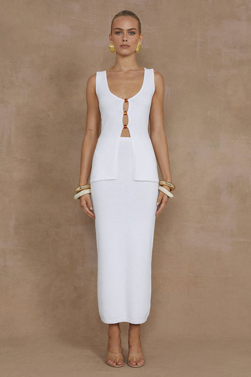 Nadine Midi Skirt - White - SHOPJAUS - JAUS