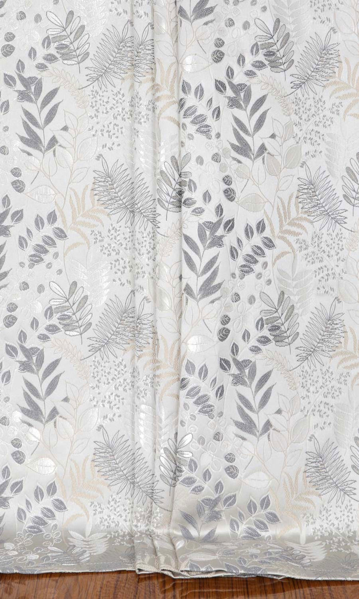 Botanical Window Treatments Fabric By the Metre (Pale Grey/ Warm White)