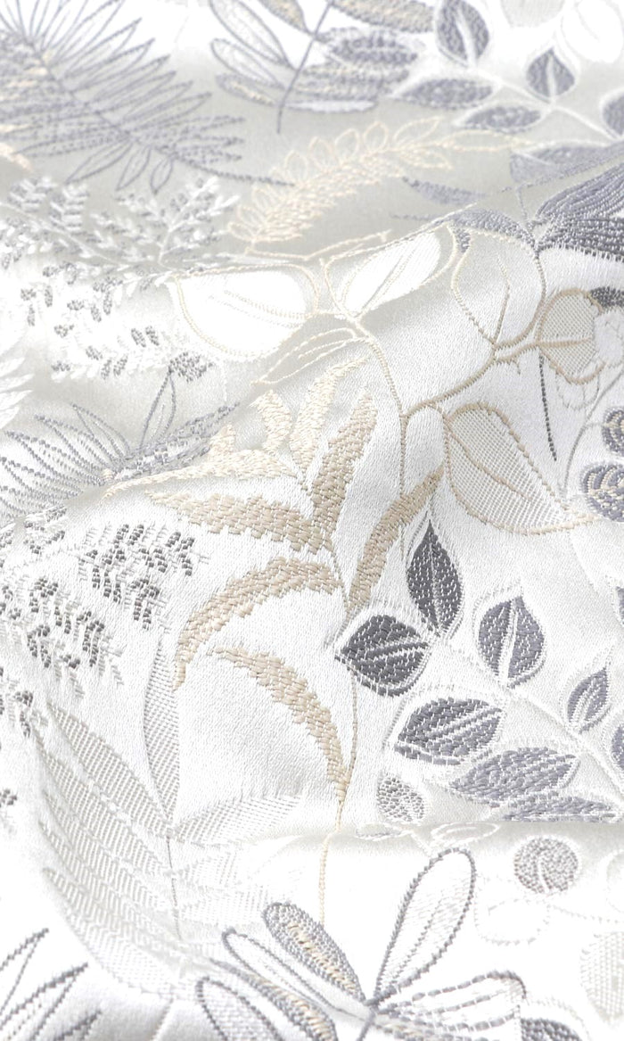Botanical Home Textile Fabric Material By the Metre (Pale Grey/ Warm White)