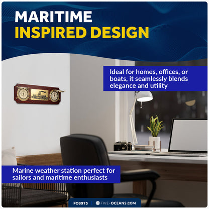 Nautical Porthole Collection Weather Center with Thermometer & Clock - FO3975 - Five Oceans