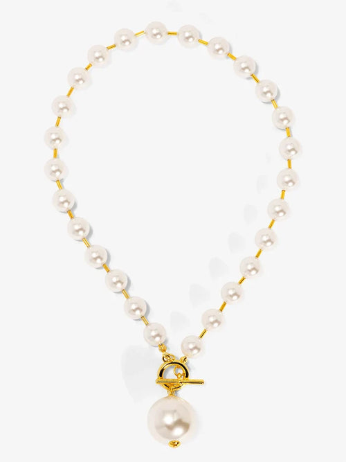 Necklace - Pearl Beaded Collar - Tube Spacers - Gold - Findlay Rowe Designs