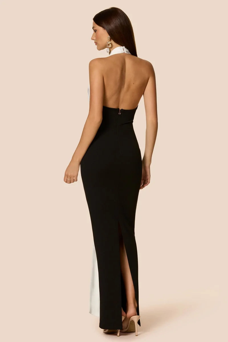 Nookie Chiara Halter Gown - Black/White