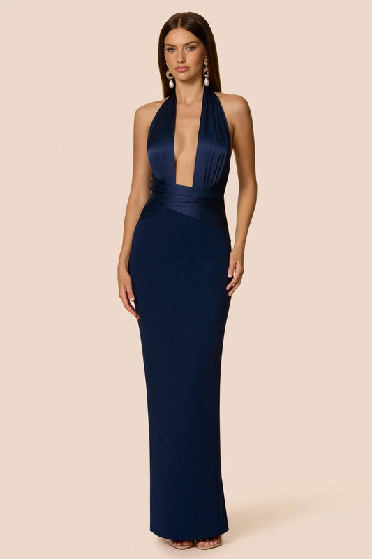 Nookie Chiara Halter Gown - Navy