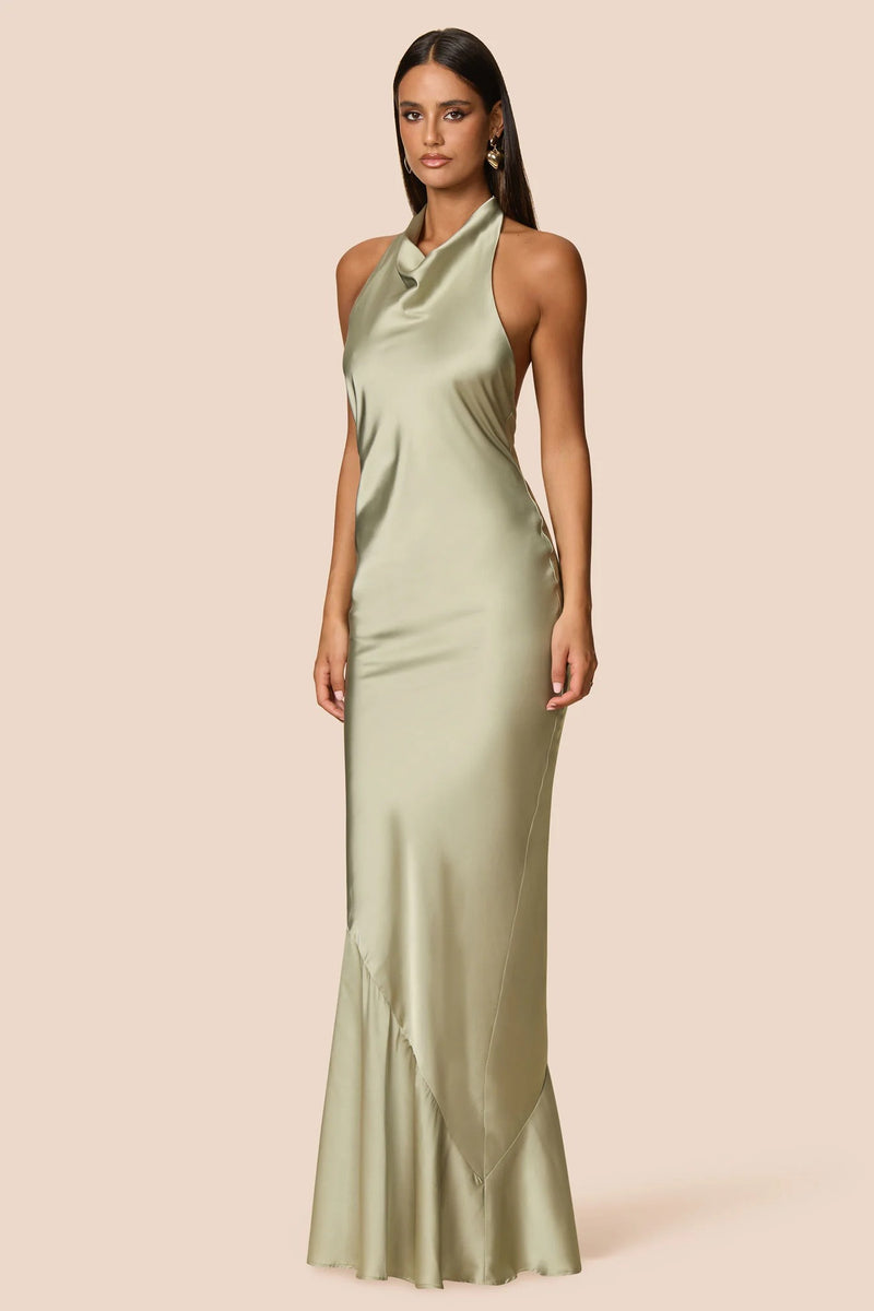 Nookie Penelope Halter Gown - Thyme