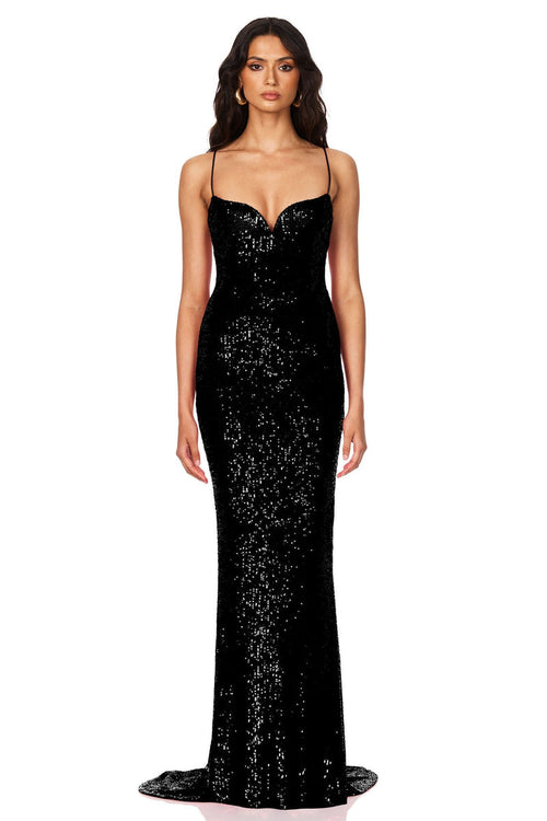 Nookie Serena Sequin Gown - Black - SHOPJAUS - JAUS