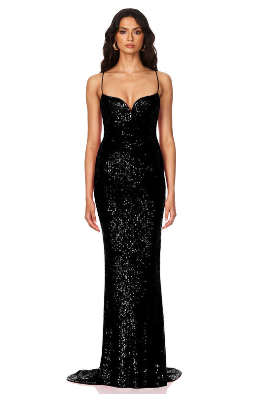 Nookie Serena Sequin Gown - Black - SHOPJAUS - JAUS