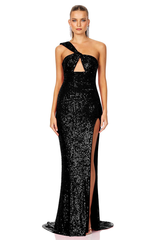 Nookie Therese Sequin Gown - Black - SHOPJAUS - JAUS