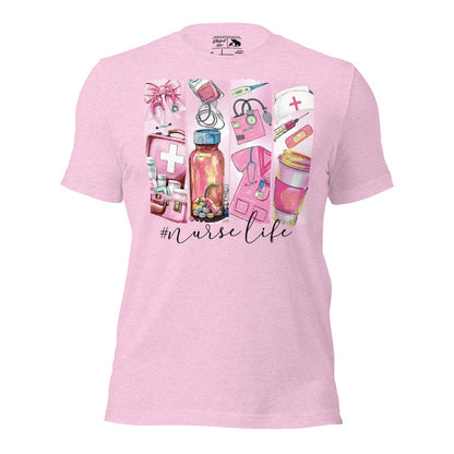 Funny nurse shirt with brushstroke nurse life design including scrubs and stethoscope
