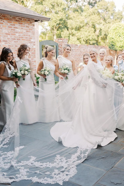 One Shoulder Champagne Satin Mermaid Bridesmaid Dresses
