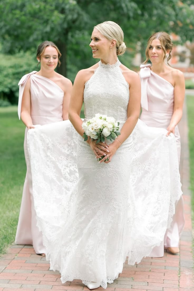 One Shoulder Champagne Satin Mermaid Bridesmaid Dresses