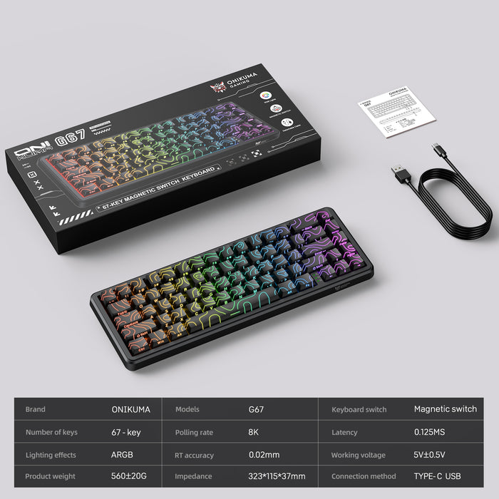 Onikuma G67 67-Key RGB Wired Hot-Swappable Mechanical Keyboard (Magnetic Switch)