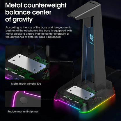 Onikuma ST-2 RGB USB Hub Headset Stand