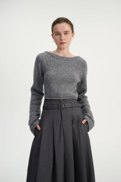 Open back cropped sweater