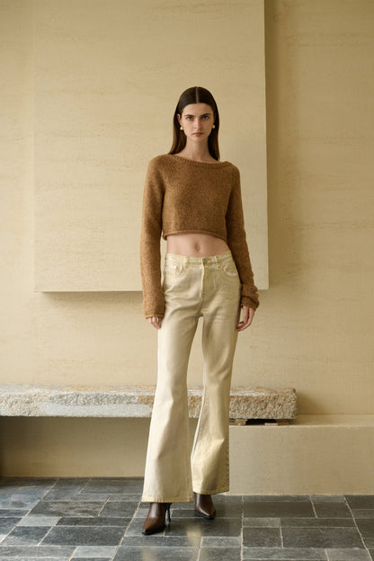 Open back cropped sweater